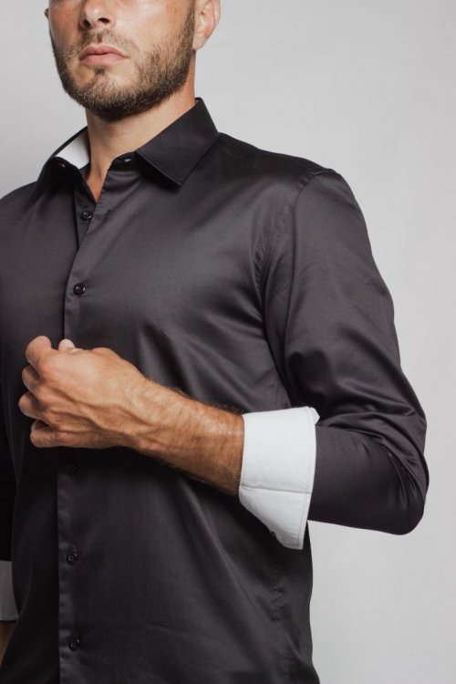 Camisa Dilomon Slim Fit Algodão  Preta