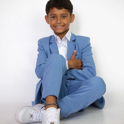 Terno Infantil Gabardine Slim Azul Céu