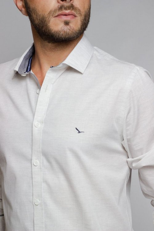 Camisa Yacht Slim Fit Cinza Mescla