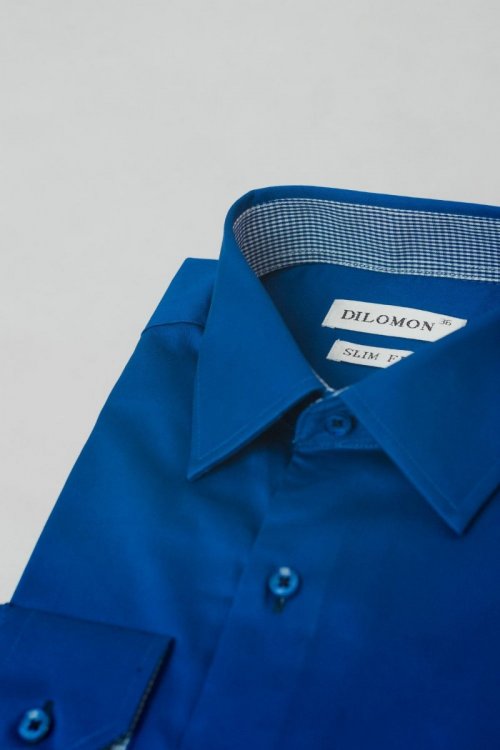 Camisa Dilomon Slim Fit Algodão Azul Bic