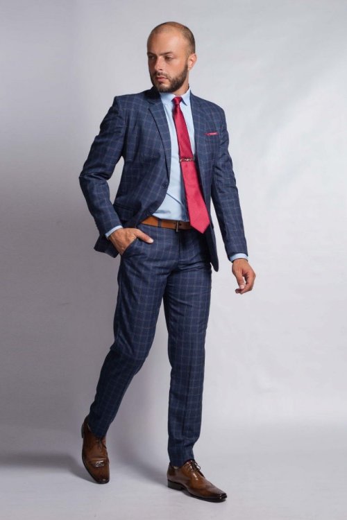 Terno Poliviscose SP Xadrez Azul