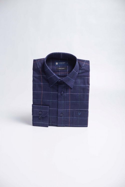 Camisa Compreterno Flanelada Xadrez Azul