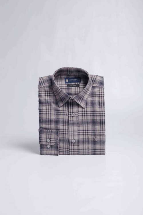 Camisa Compreterno Flanelada Xadrez Cinza