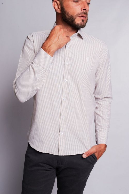 Camisa Indiccatto Slim Fit Xadrez Nude