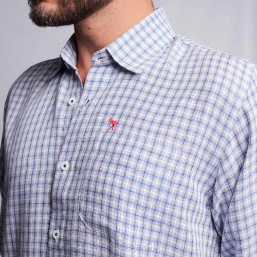  Camisa Falad Comfort Xadrez Azul