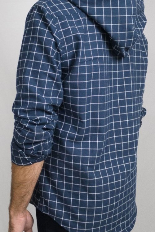 Camisa Indiccatto Xadrez com Capuz Flanelada Azul