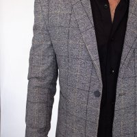 Blazer Algodão Quadriculado Cinza