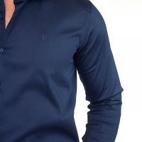 Camisa Compreterno Elastano Marinho Acetinado