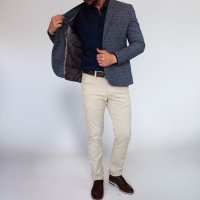 Blazer Algodão Quadriculado Azul