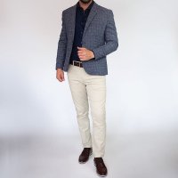 Blazer Algodão Quadriculado Azul