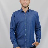 Camisa Compreterno Slim Fit Jeans Escuro