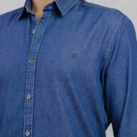 Camisa Compreterno Slim Fit Jeans Escuro