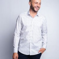 Camisa Indiccatto 100% Algodão Folhagens Cinza