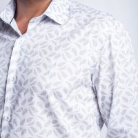 Camisa Indiccatto 100% Algodão Folhagens Cinza