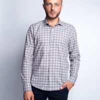 Camisa Indiccatto 100% Algodão Xadrez Cinza