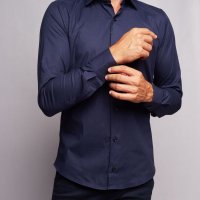 Camisa MV Com Elastano Azul Marinho