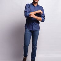 Camisa Tencel Azul Marinho