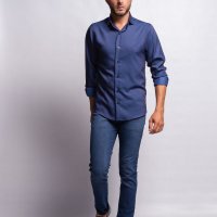 Camisa Tencel Azul Marinho