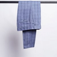 Calça Alfaiataria Microfibra Azul Jeans Mesclado