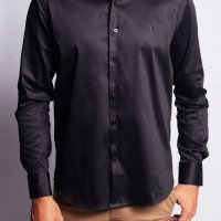 Camisa Compreterno Elastano Preta Acetinado