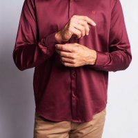 Camisa Compreterno Elastano Marsala Acetinada