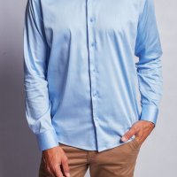 Camisa Compreterno Elastano Azul Claro Acetinado