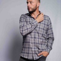 Camisa Compreterno Flanelada Xadrez Cinza