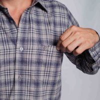 Camisa Compreterno Flanelada Xadrez Cinza