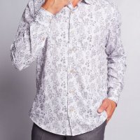 Camisa Indiccatto 100% Algodão Cinza Folhas