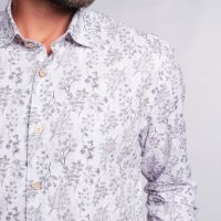 Camisa Indiccatto 100% Algodão Cinza Folhas