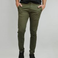 Calça de Sarja Slim Specific Verde Militar Bolso Faca