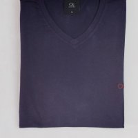 Camiseta Básica Gola V Azul Marinho